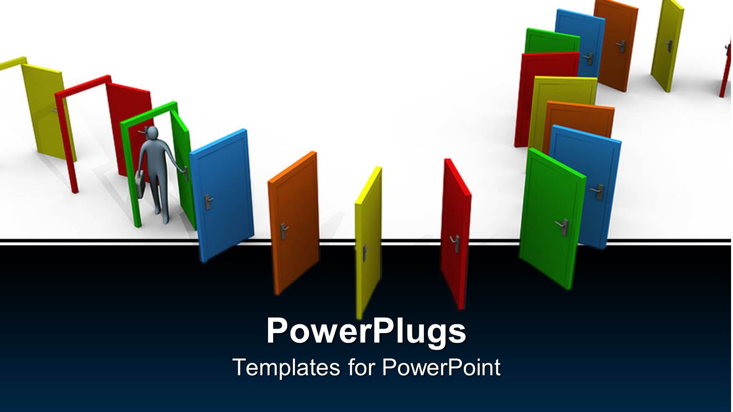 a Number of Colorful Doors with just Three of them Open