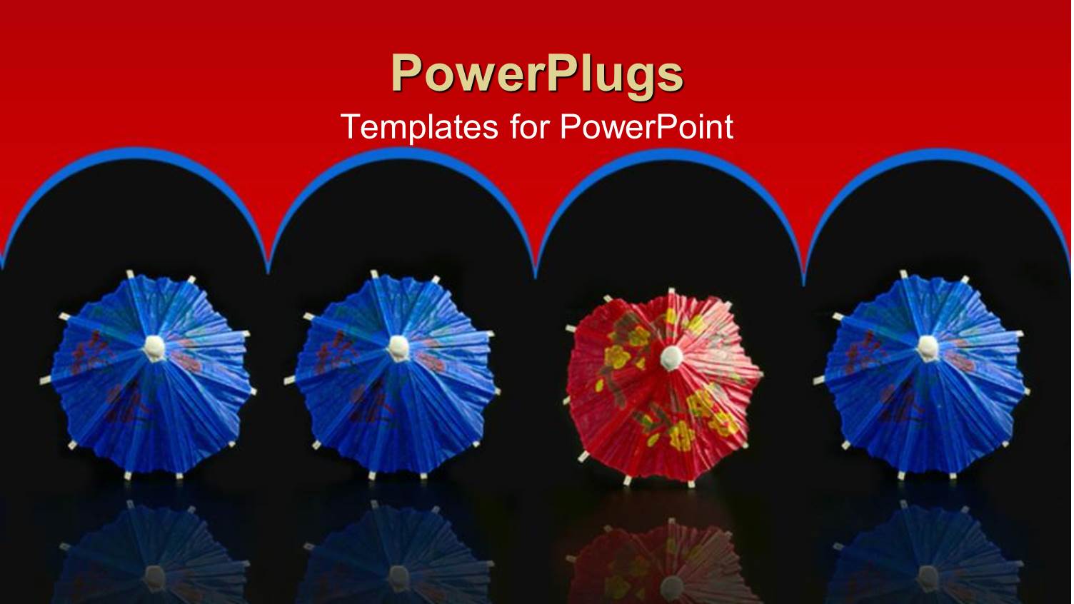 a Number of Colorful Umbrellas with Reddish Background