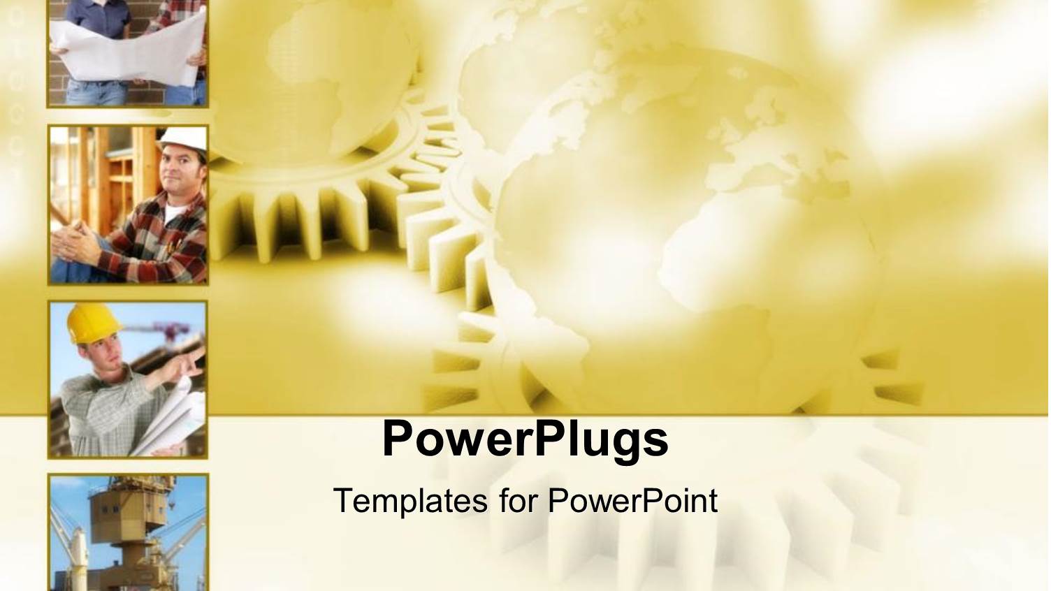 a Number of Construction Workers with Gears in the Background