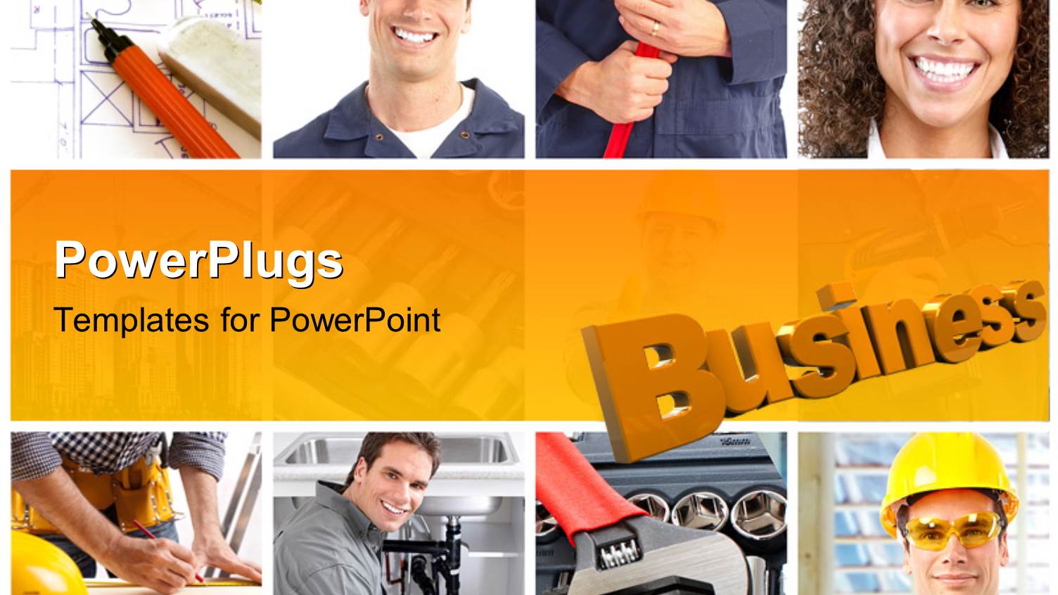 a Number of Construction Workers with Yellowish Background