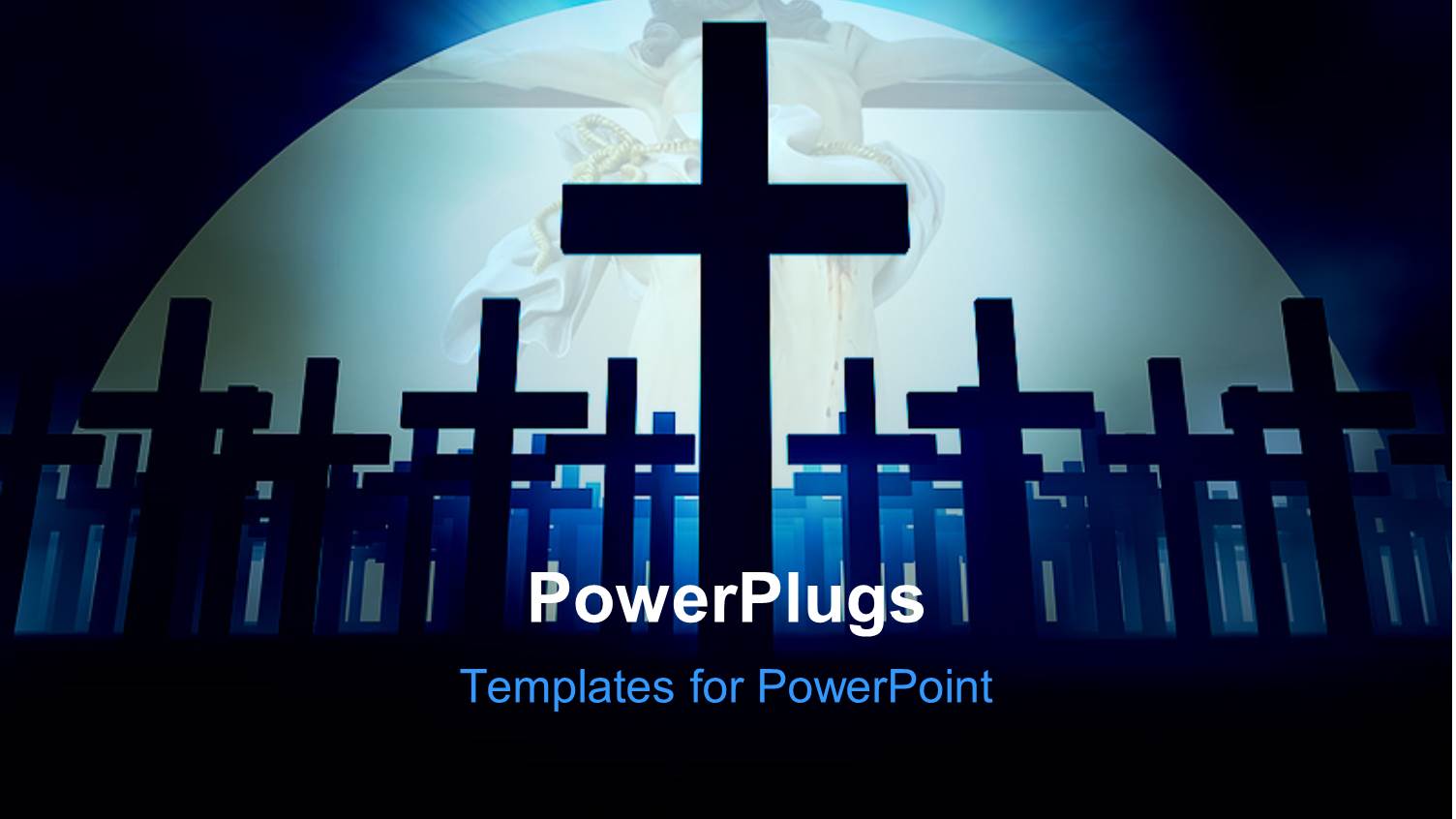 a Number of Crosses with the Jesus in the Background