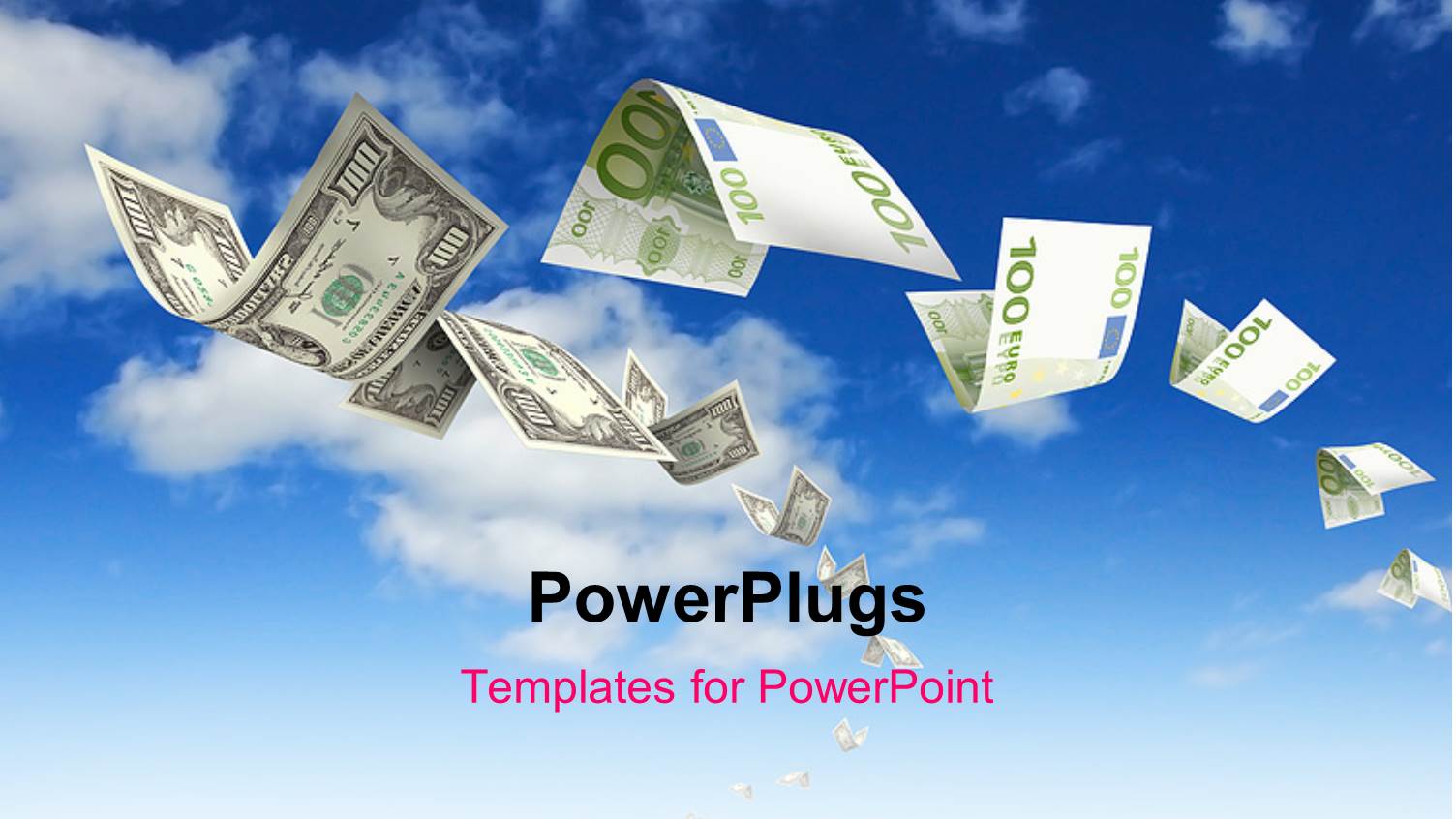 a Number of Dollar Notes in the Air with Sky