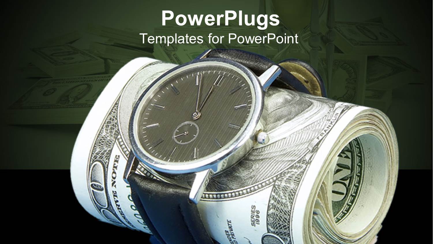 a Number of Dollar Notes Together Being Wrapped with the Help of a Watch