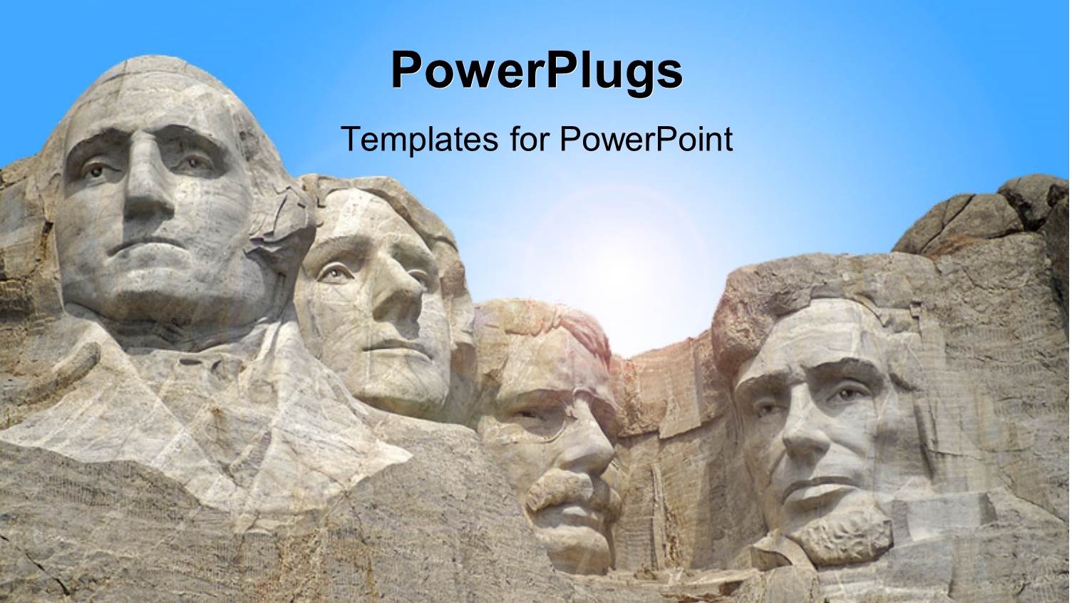 a Number of Faces Carved in the Mountains with Sky in the Background