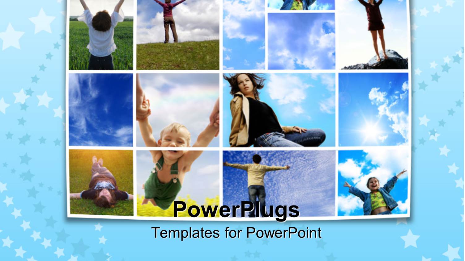 a Number of Family Pictures with Clouds in the Background