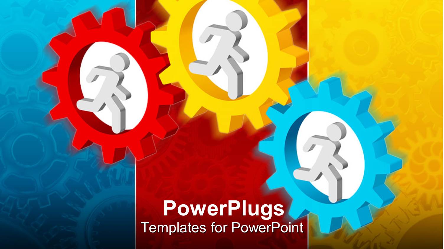 a Number of Figures Inside Multicolored Gears