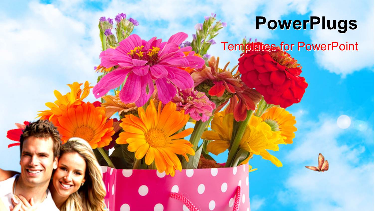 a Number of Flowers in the Bag with Sky in the Background