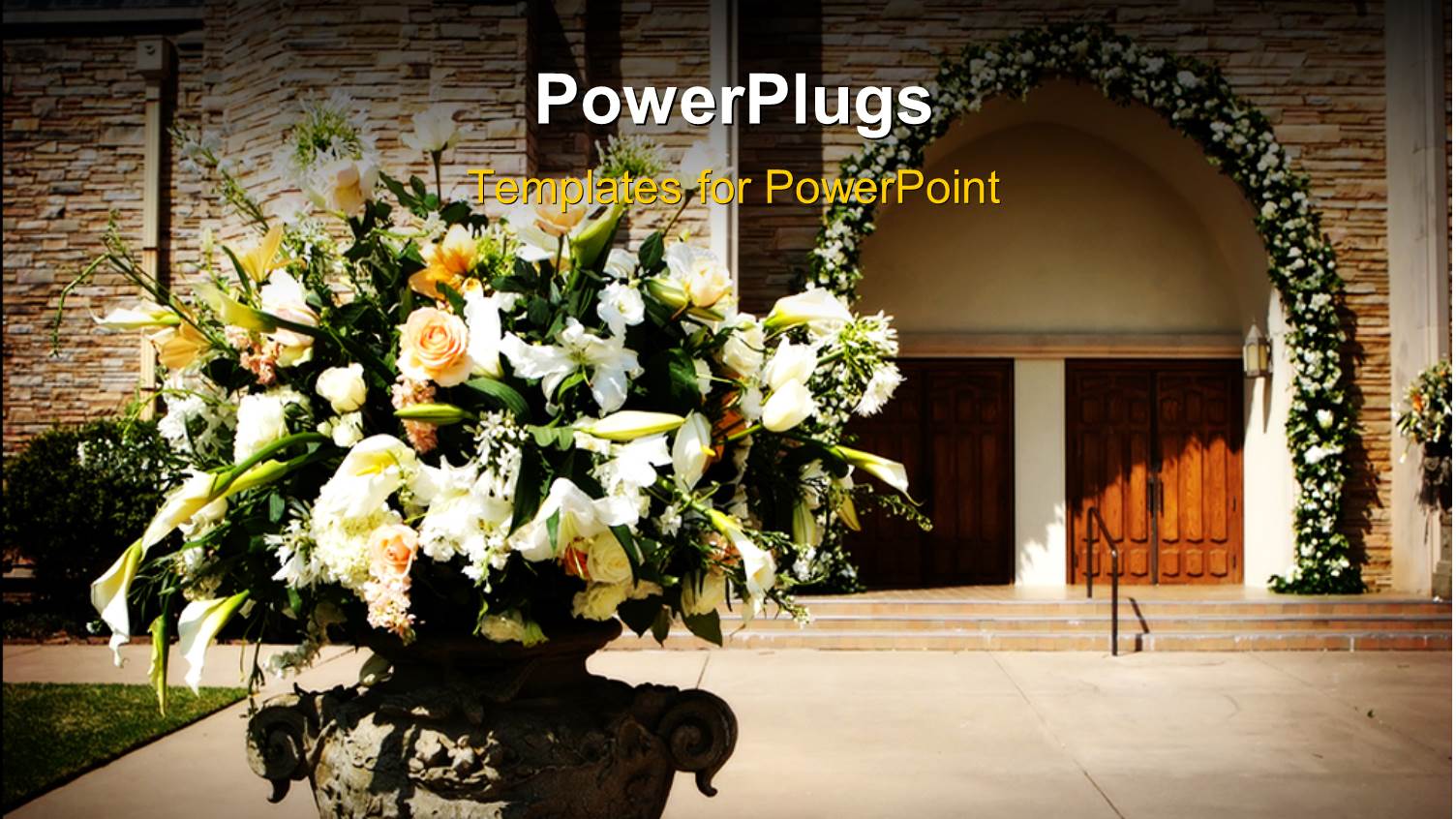 a Number of Flowers with a House in the Background