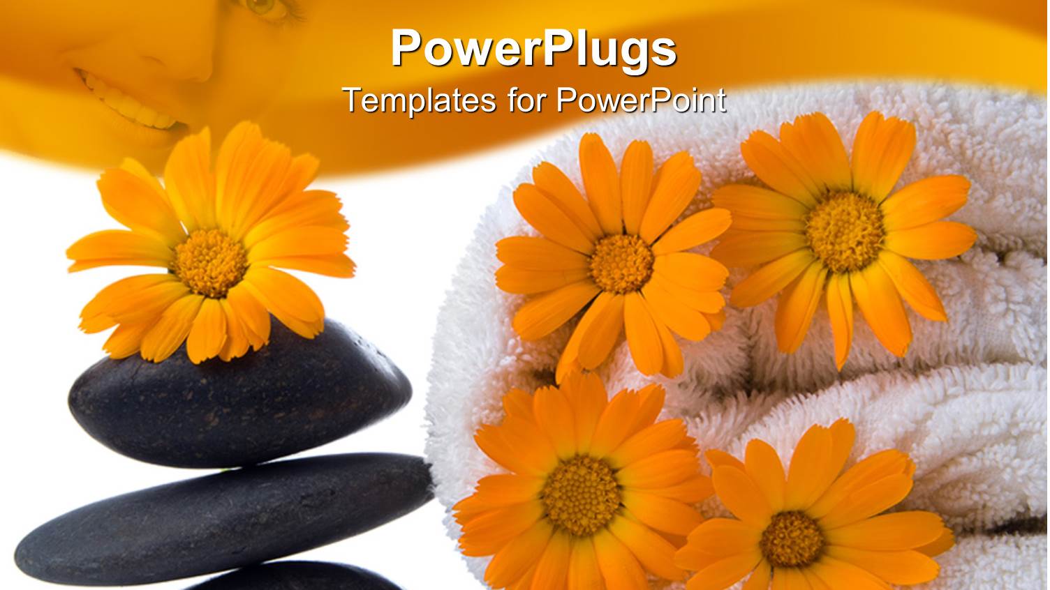 a Number of Flowers with Zen Stones