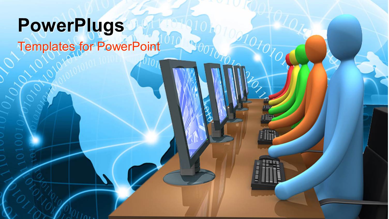 a Number Fo People Working on the Computers with Globe in the Background