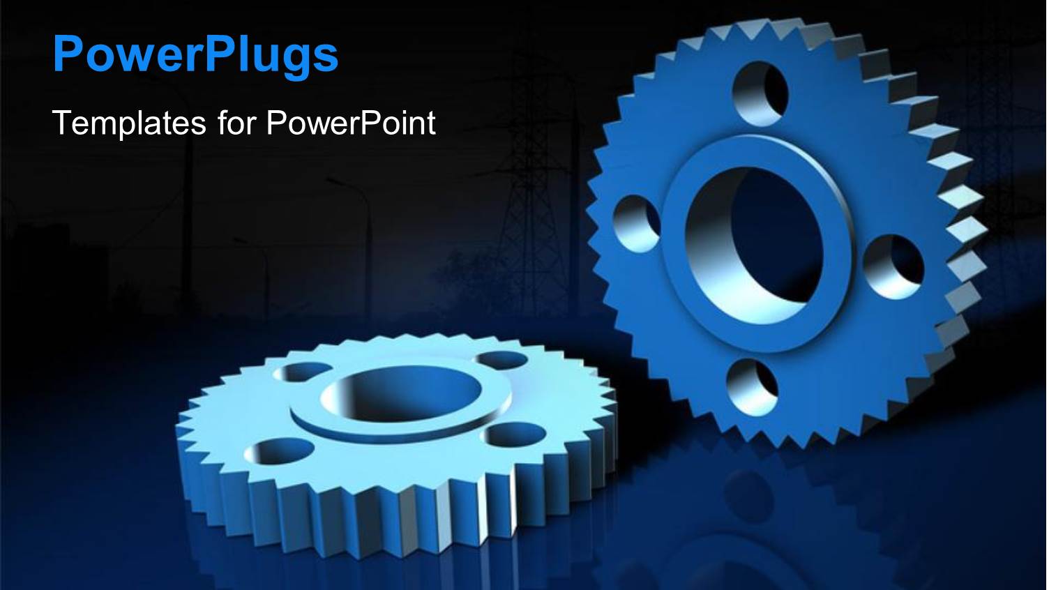 a Number of Gears with Bluish Background and Place for Text