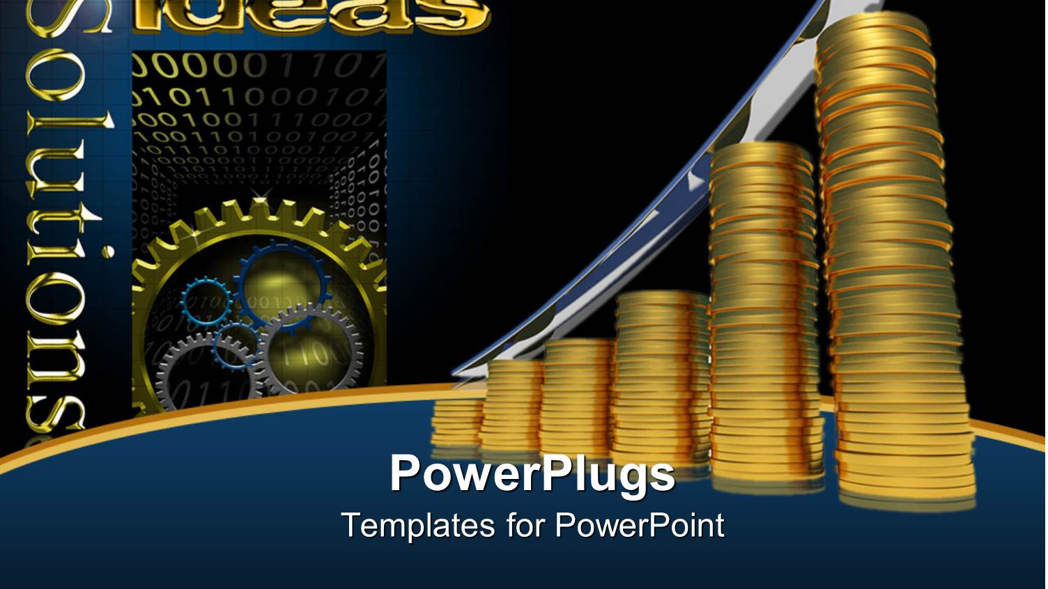 a Number of Gold Coins with Bluish Background and a Growth Arrow