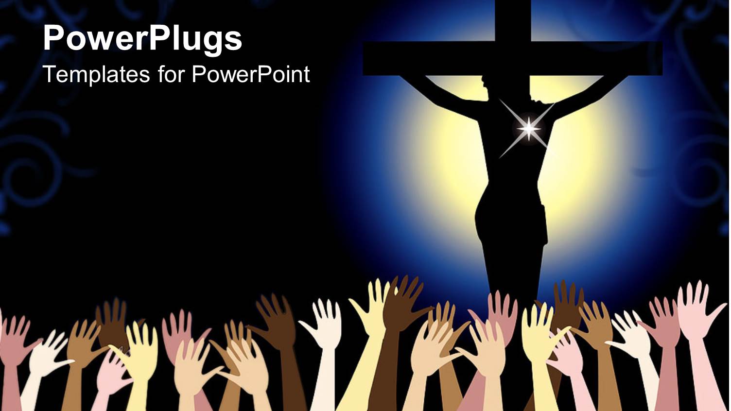 a Number of Hands and a Figure of Holy Jesus Being Crucified