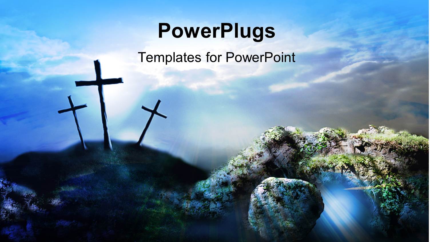 a Number of Holy Crosses with Clouds in the Background