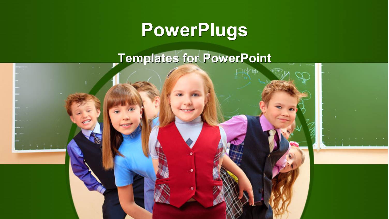 a Number of Kids with Greenish Background and Place for Text