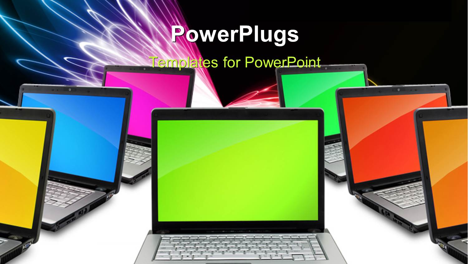 a Number of Laptops with Colored Screens