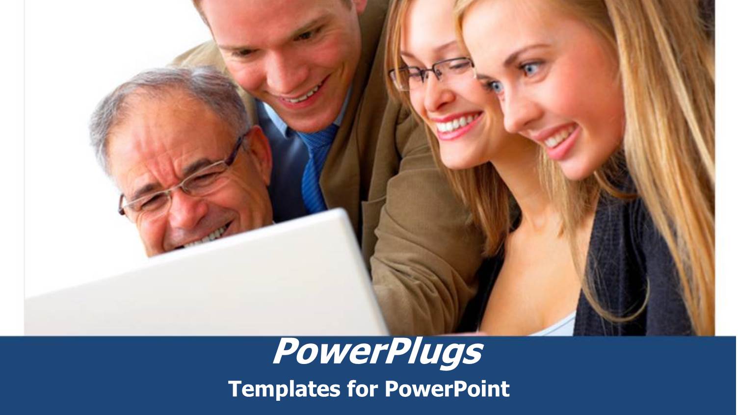 a Number of Office Workers Looking on a Laptop Screen