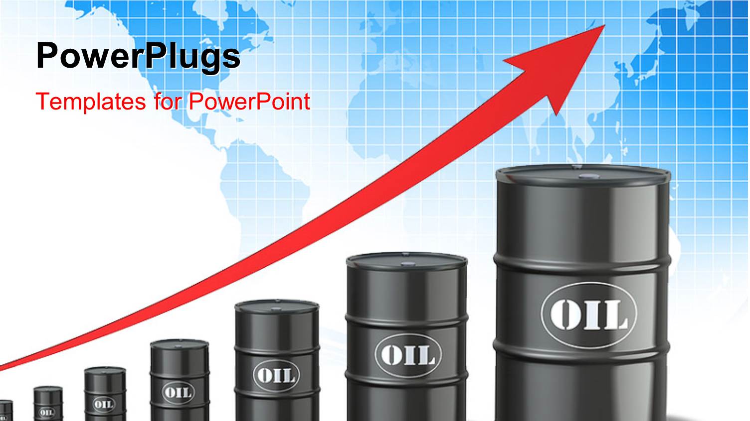 a Number of Oil Drums with an Increasing Arrow Sign