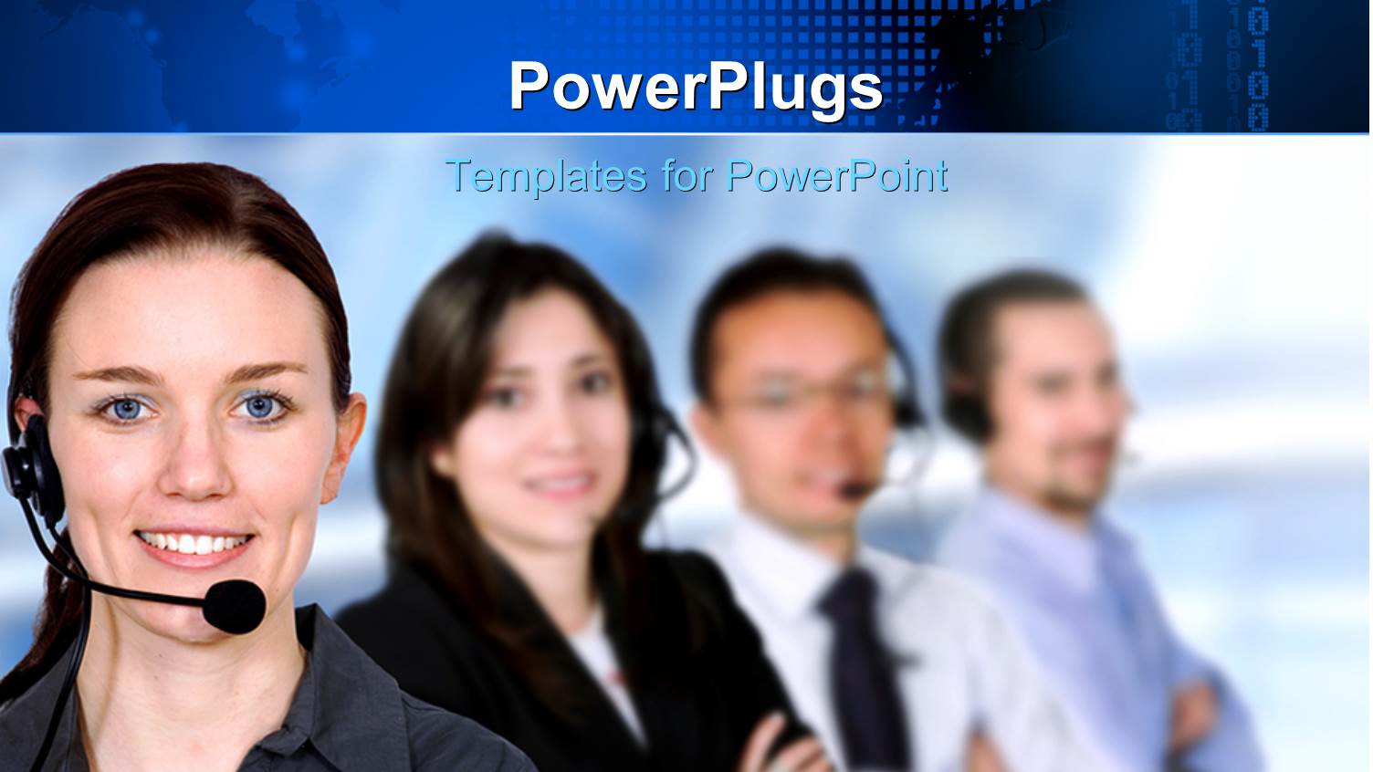 a Number of People in a Call Centre with Bluish Background