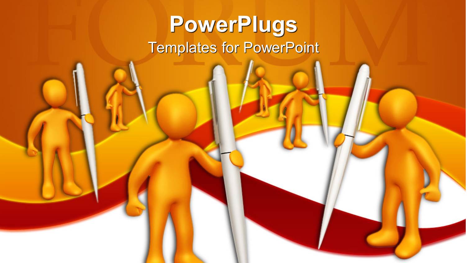 a Number of People Holding the Pens with Orange Background