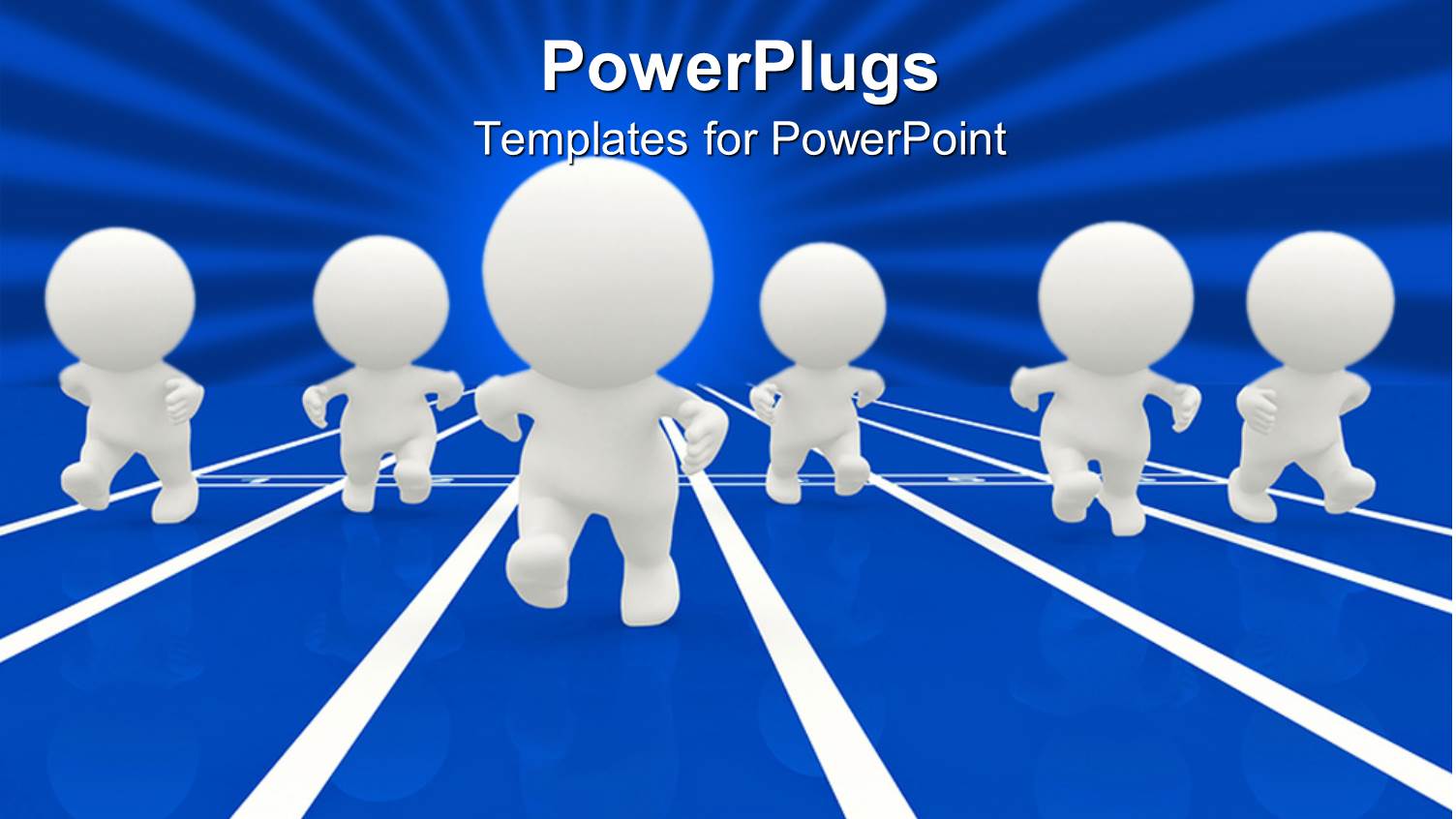 a Number of People on a Race Track with Bluish Background