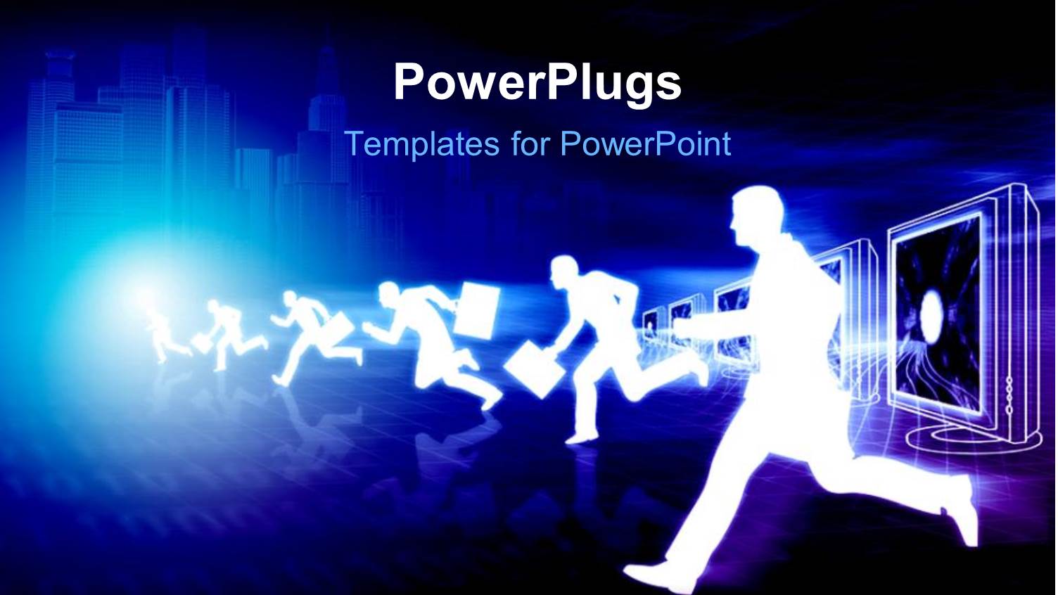 a Number of People Running with a Bluish Background