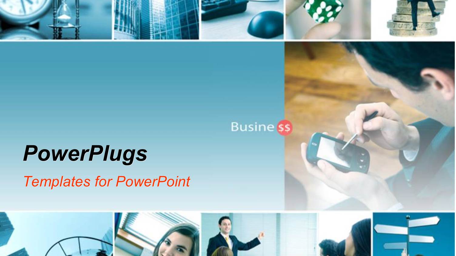 a Number of People Working in an Office with Bluish Background