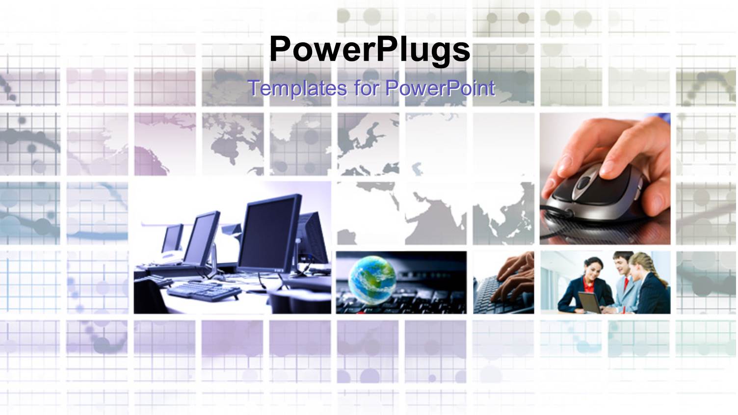 a Number of People Working in an Office with Map in the Background