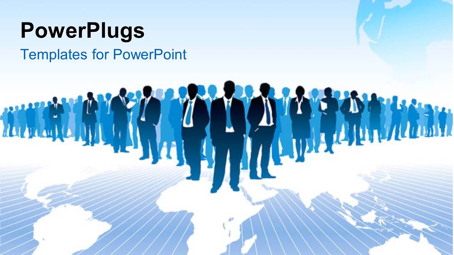 a Number of Professionals with Bluish Background and a Globe