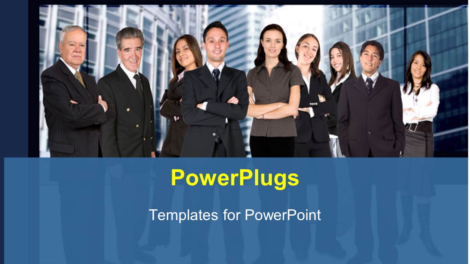 a Number of Professionals with Buildings in the Background