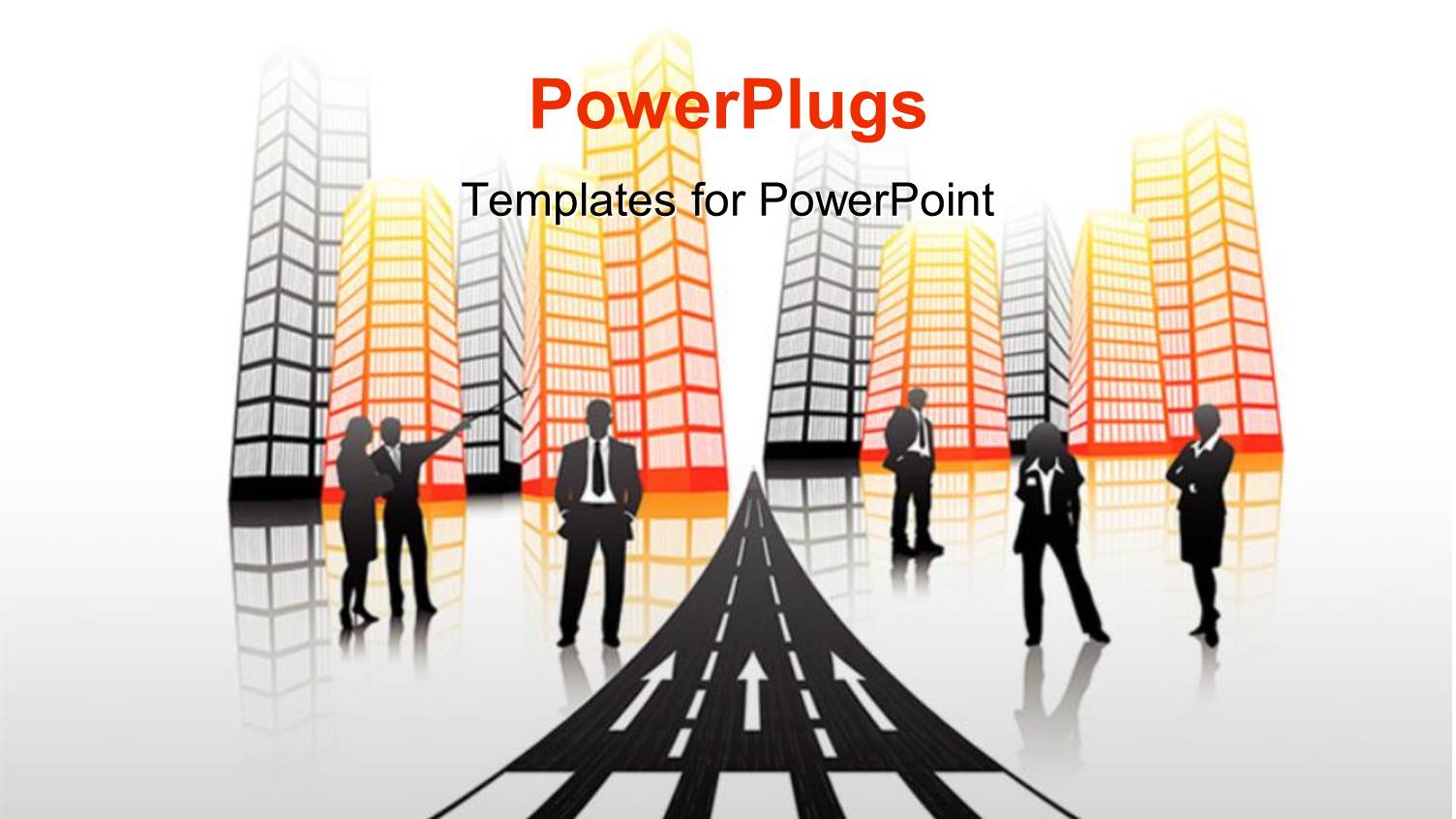 a Number of Professionals with Buildings in Background