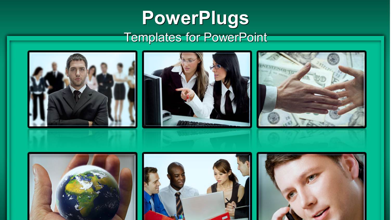 a Number of Professionals with Greenish Background