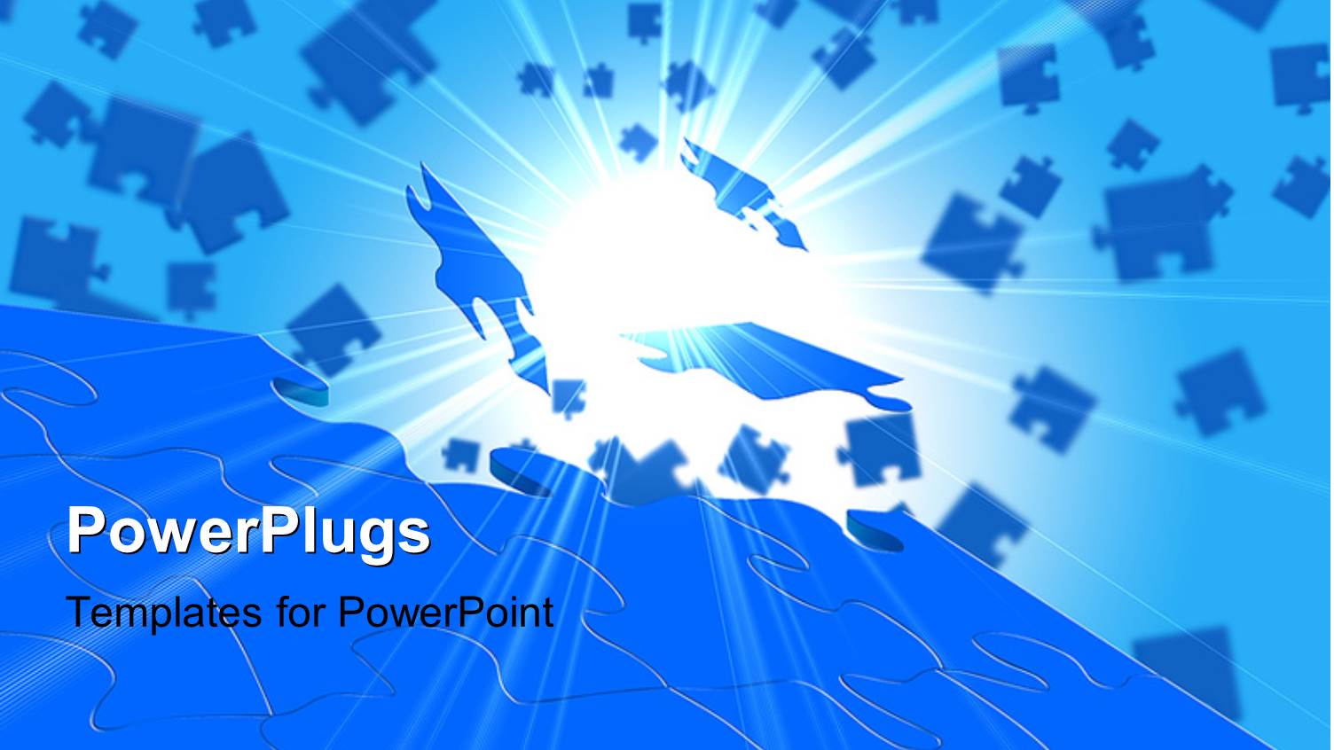 a Number of Puzzle Pieces with Bluish Background