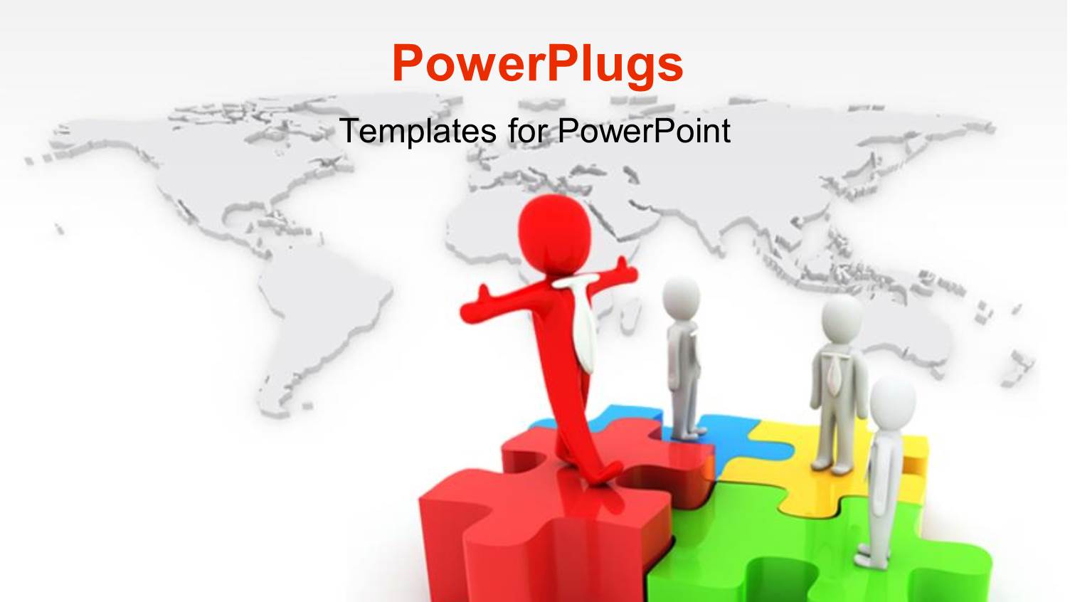 a Number of Puzzle Pieces with Person and Map in Background