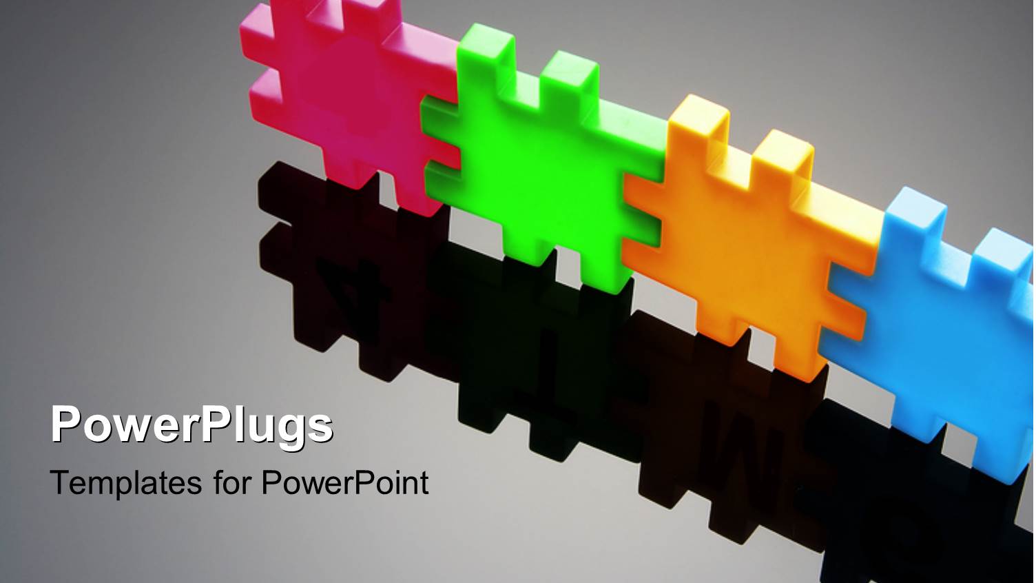 a Number of Puzzle Pieces with their Shadows and Grayish Background