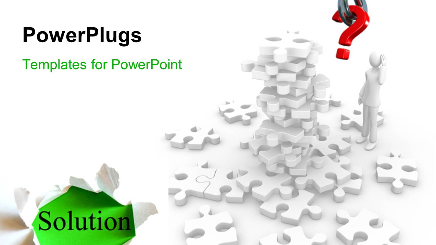 a Number of Puzzle Pieces with the Word Solution at One Corner