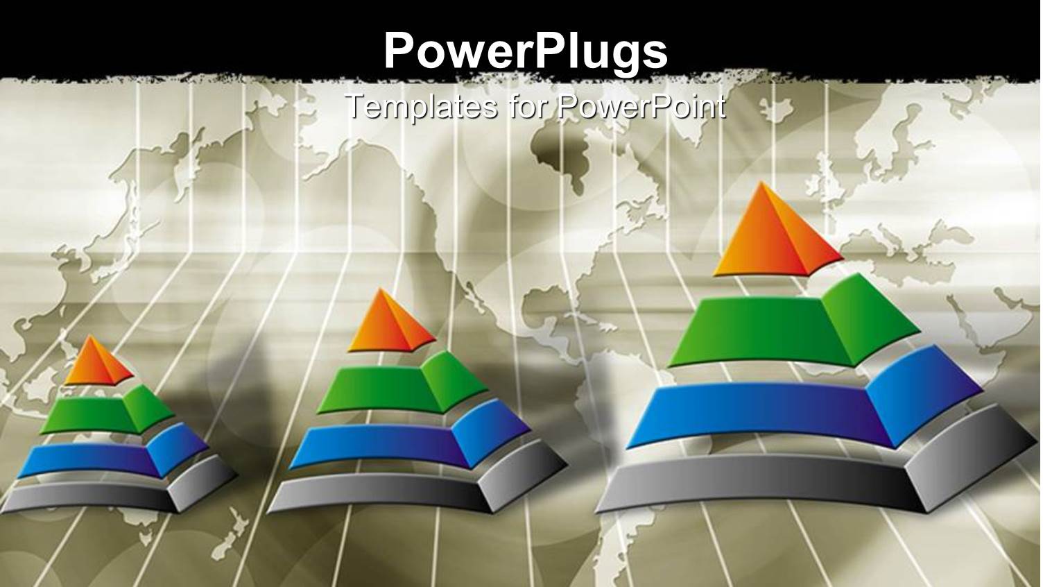 a Number of Pyramids with the Map of the World in Background