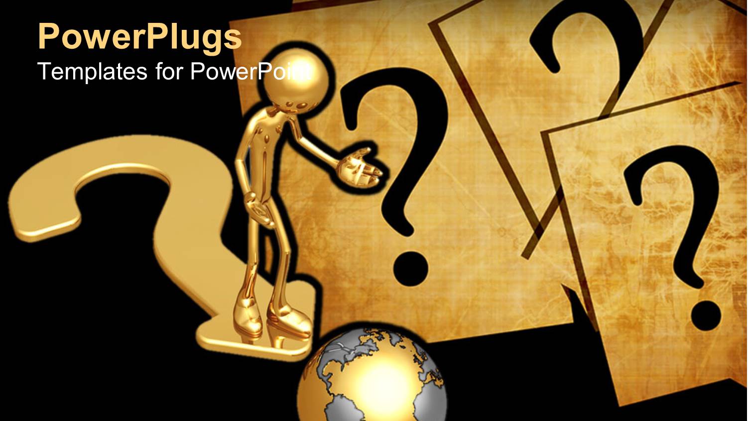 a Number of Question Marks with a Person and a Globe