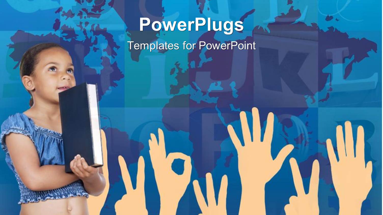 a Number of Raised Hands Along with a Child Holding a Book