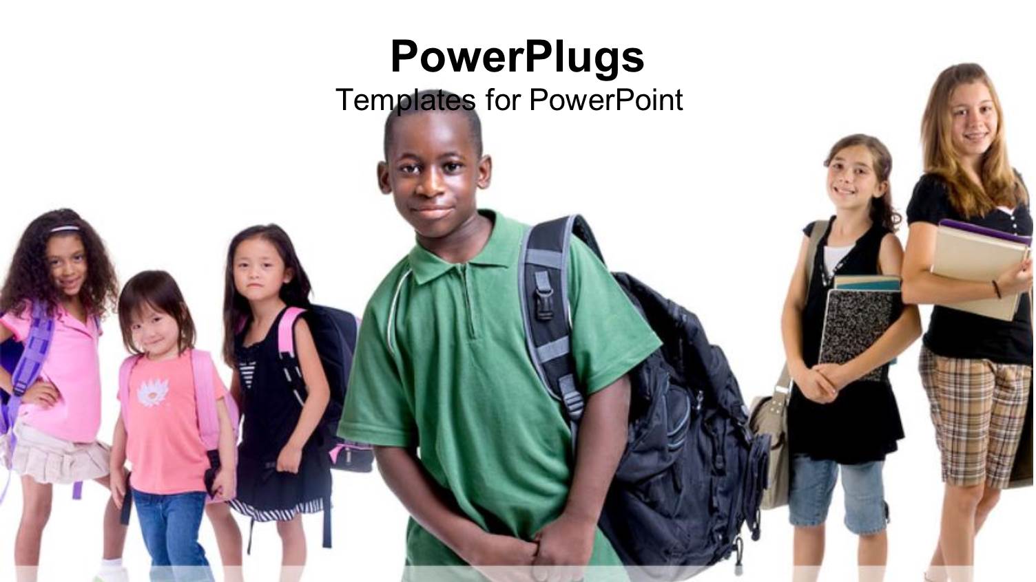 a Number of School Going Kids with White Background