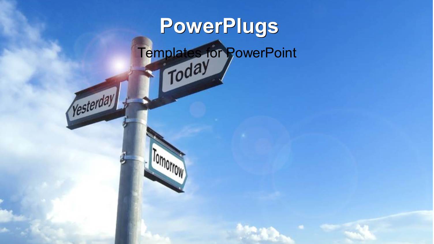 a Number of Signs with Clouds in the Background