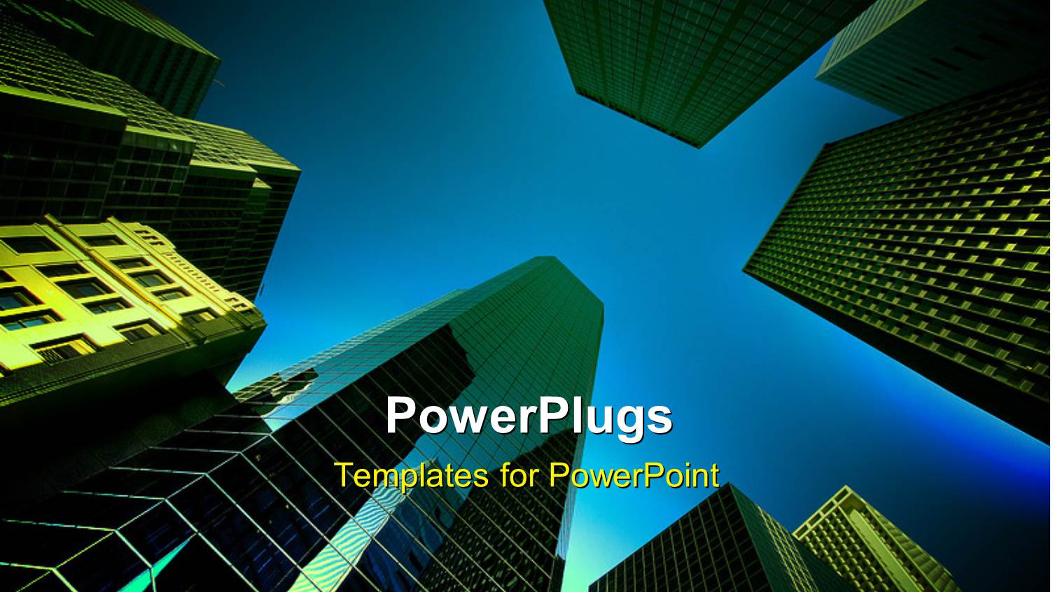 a Number of Sky Scrappers with Bluish Background and Place for Text