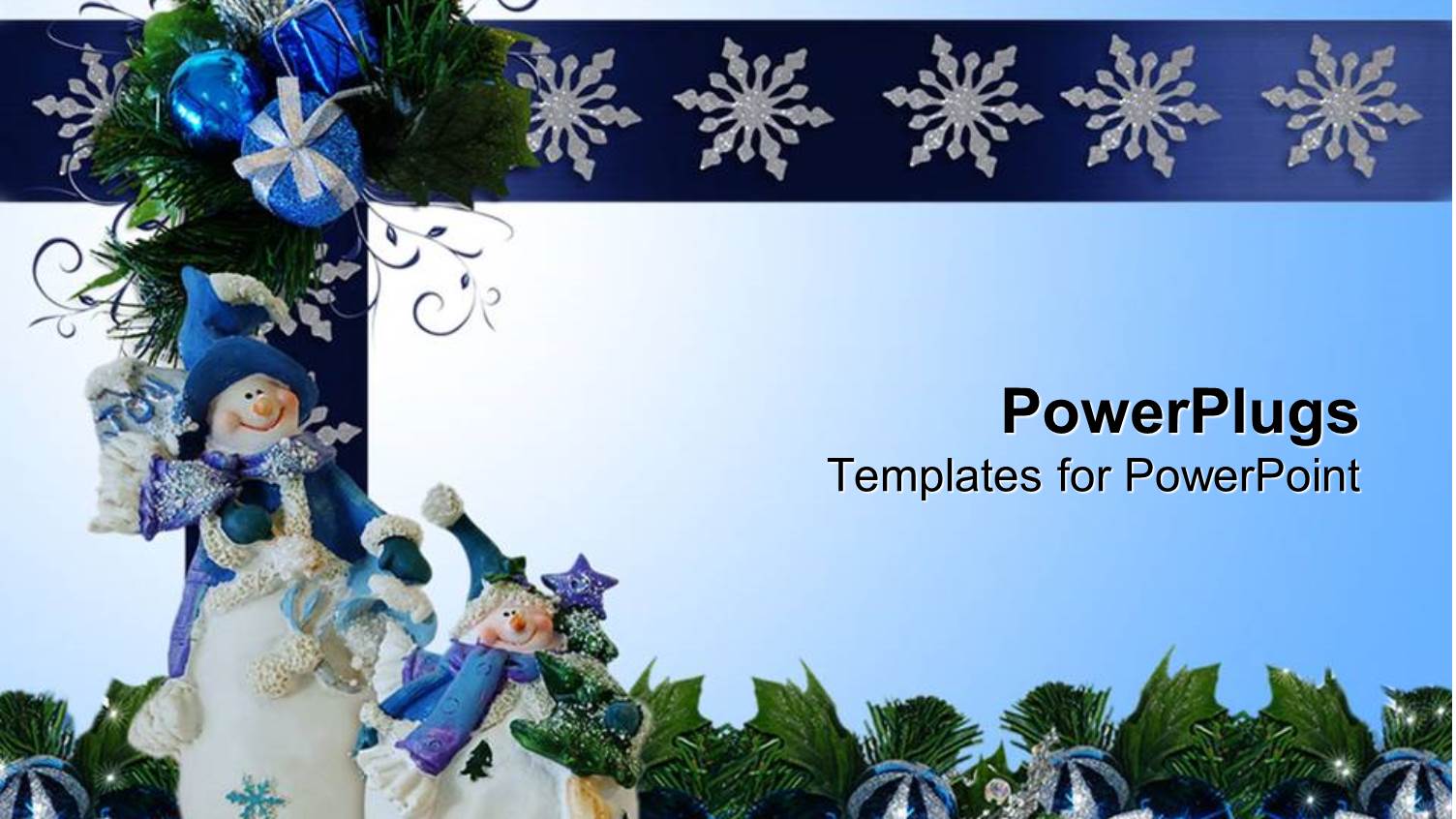 a Number of Snowmen with Greenery in the Background