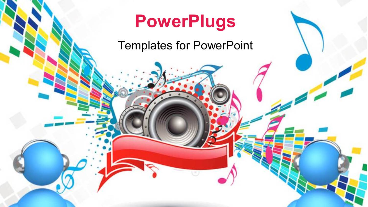 a Number of Speakers with Various Music Signs