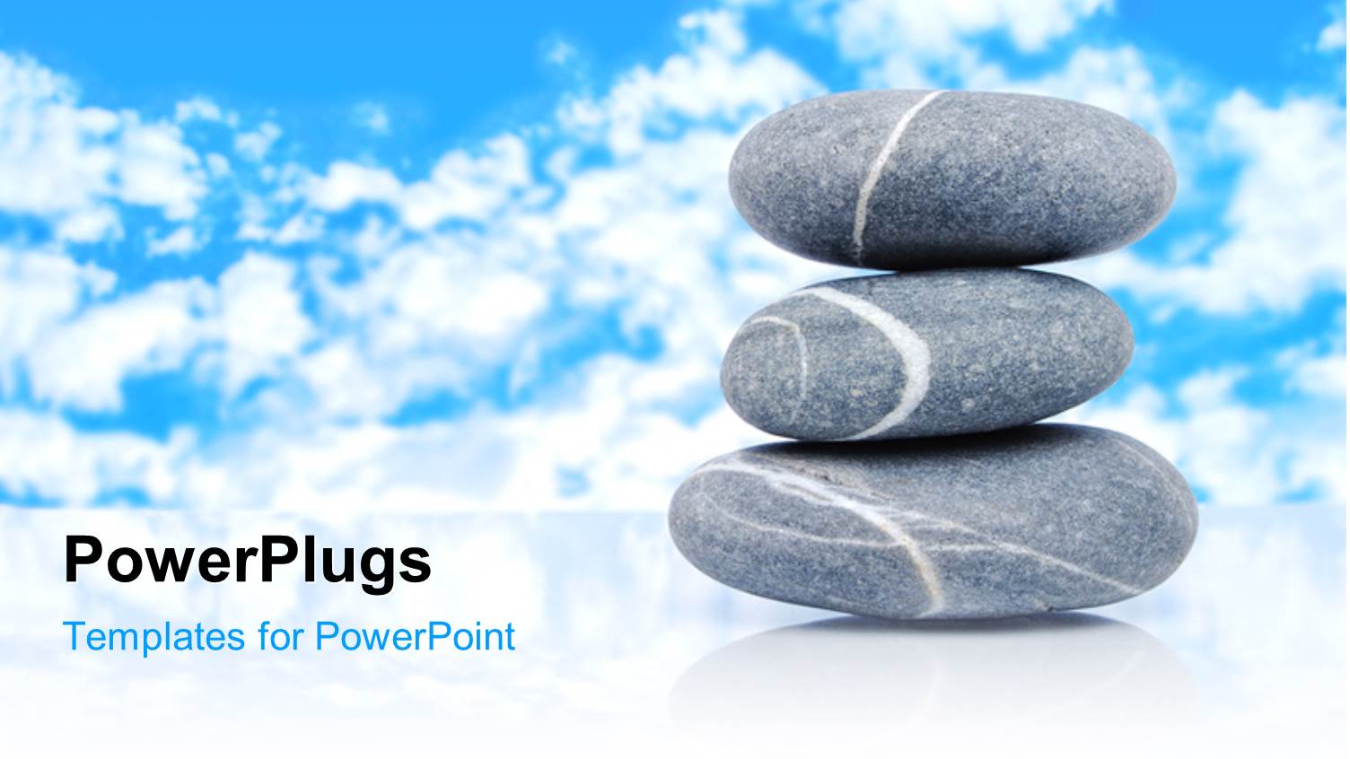 a Number of Zen Stones with Clouds in the Background