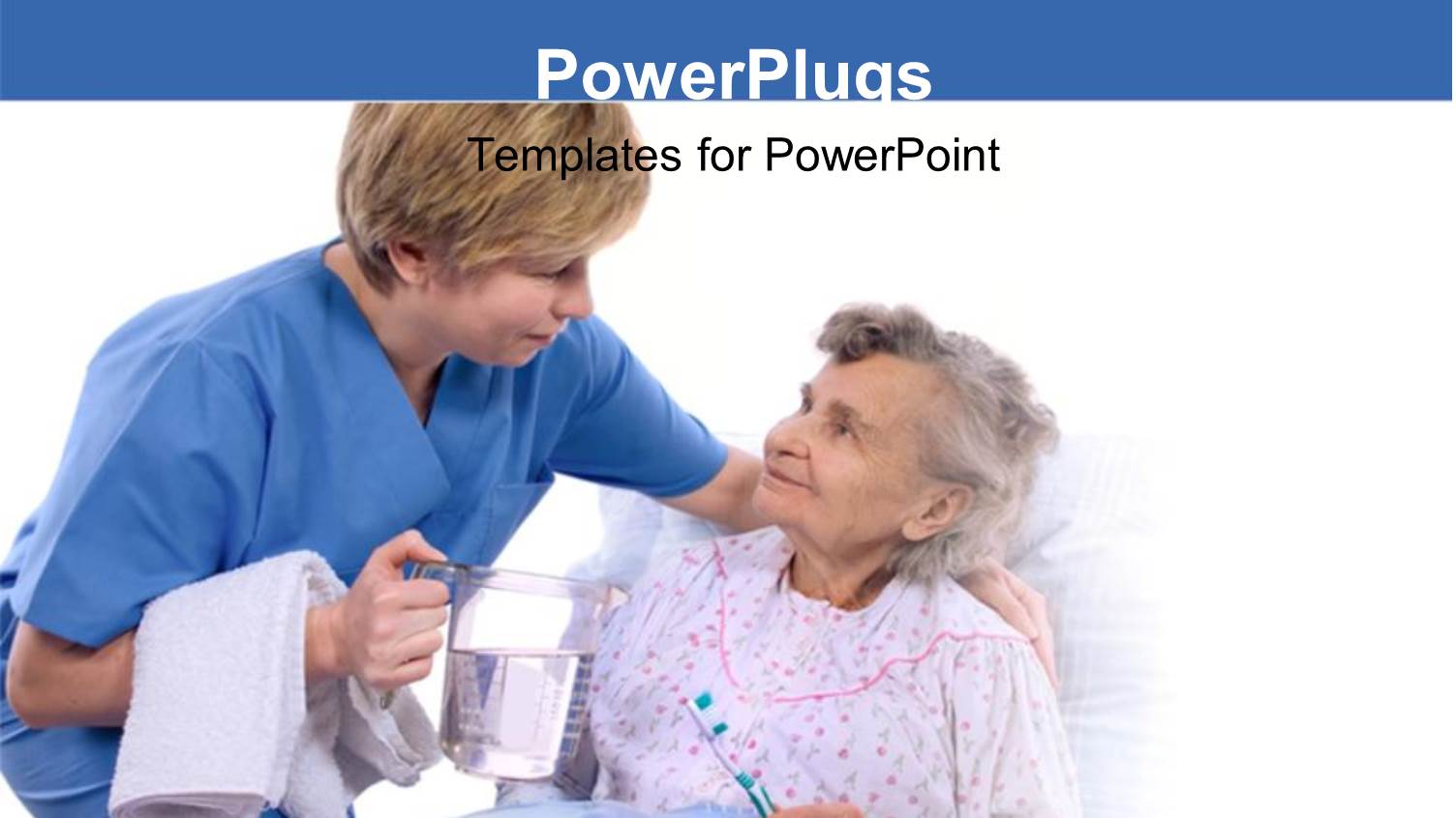 Nurse Helping an Old Women at Hospital Bed