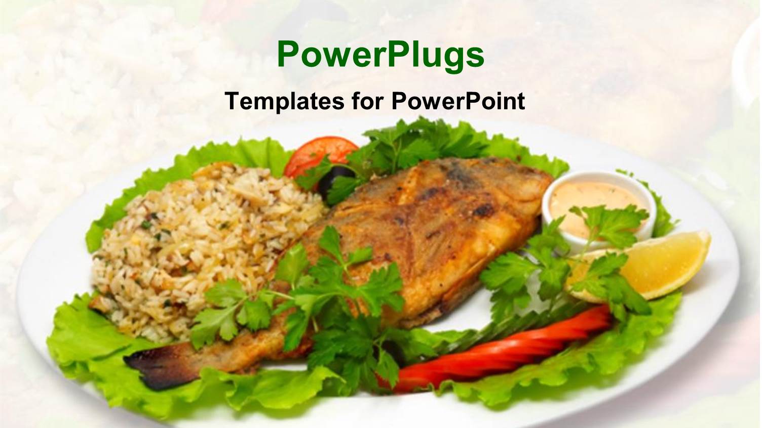 Nutritious Meal or Rice and Grilled Fish on a White Plate