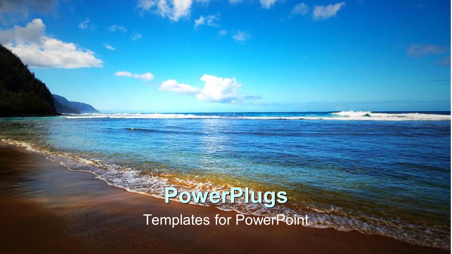 Ocean with Rays of Sunset Falling on it with Blue Sky and Clouds