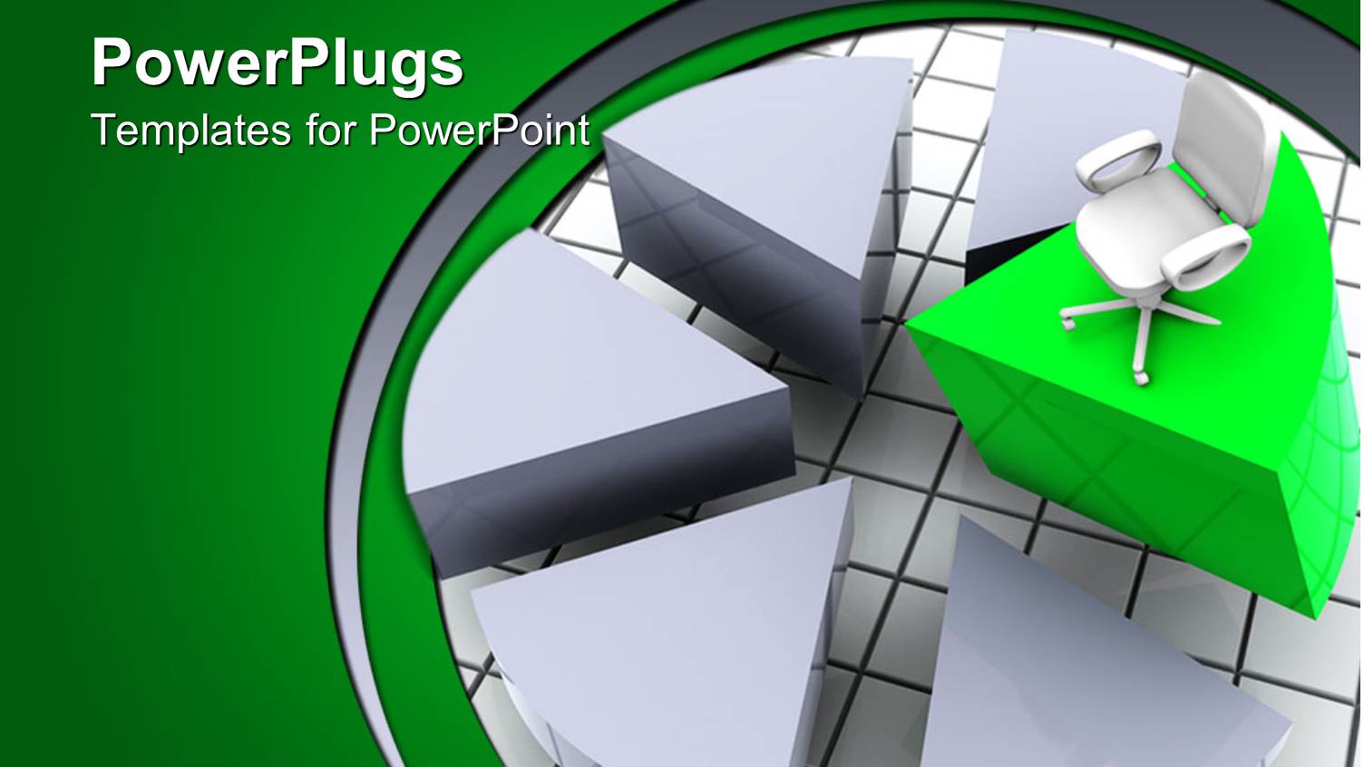 Office Chair Sitting on Green Pie of Pie Chart