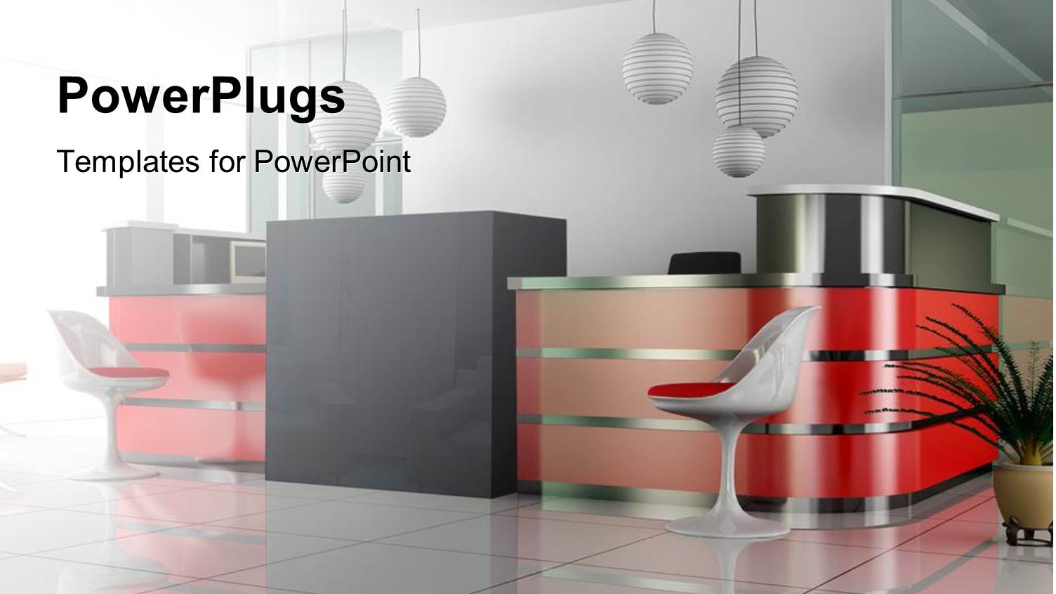 an Office Reception Setting with Two Chairs and Reflective Floor